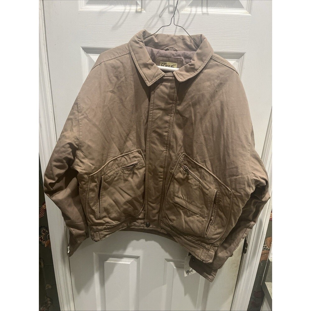 Rage Jacket Mens Medium Beige Bomber Coat Military Elliot Kastle VTG